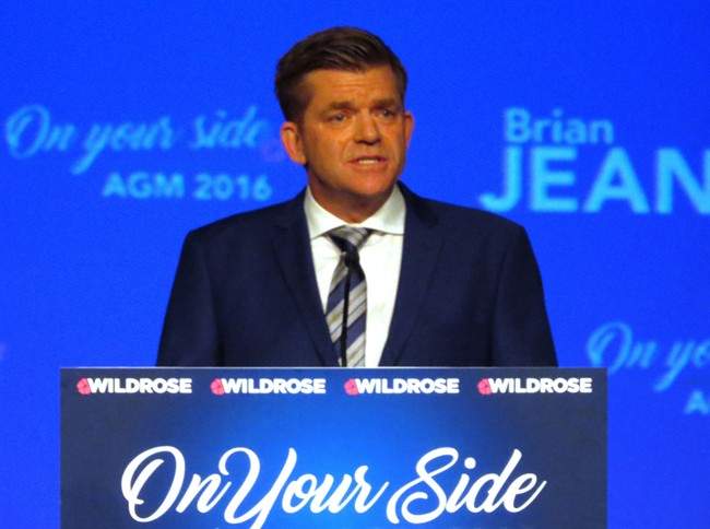 Wildrose party Leader Brian Jean speaks to more than 600 party members at the Wildrose annual general meeting in Red Deer, Alta. on Friday, October 28, 2016. Jean told the crowd that under an NDP government in Alberta, jobs are being lost, businesses are leaving, and crime and drug use are on the rise.