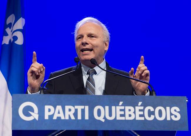 In this 2016 file photo, Parti Québécois Leader Jean-François Lisée speaks to supporters after he was elected to lead the party.