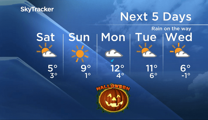 Cooler on the weekend before a rainy Halloween in Winnipeg - image