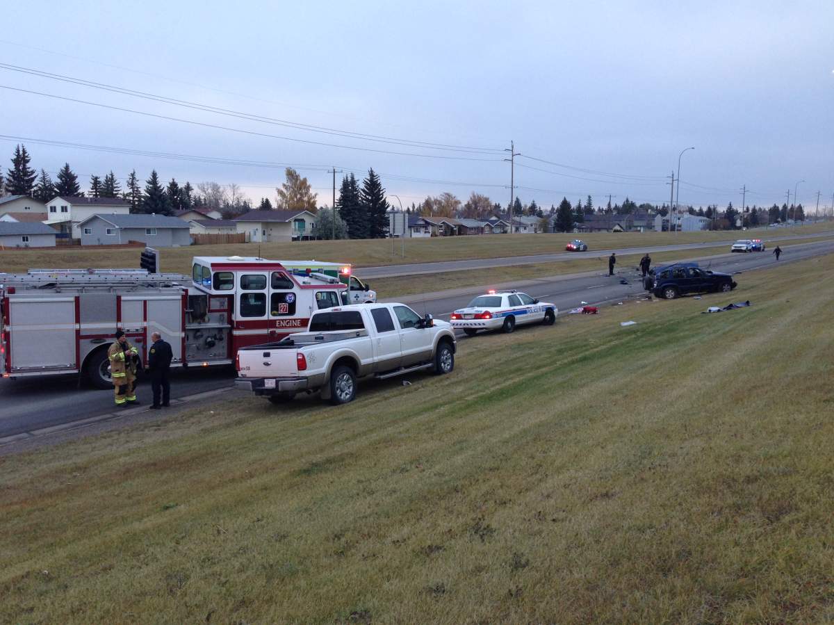 Emergency crews were called to McKnight Boulevard between 52 and 68th Streets Northeast for a serious collision Tuesday around 5 p.m.