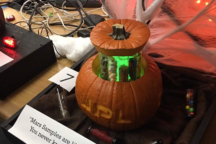 One of the entries in the NASA jet propulsion lab's pumpkin-carving contest.