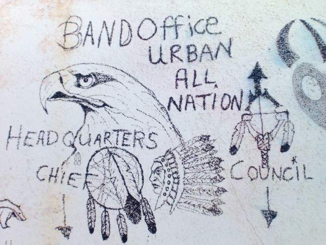 The group tagged their name on the side of a vacant home that boarders the vacant lot.