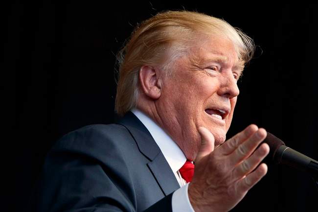 Republican presidential candidate Donald Trump .
