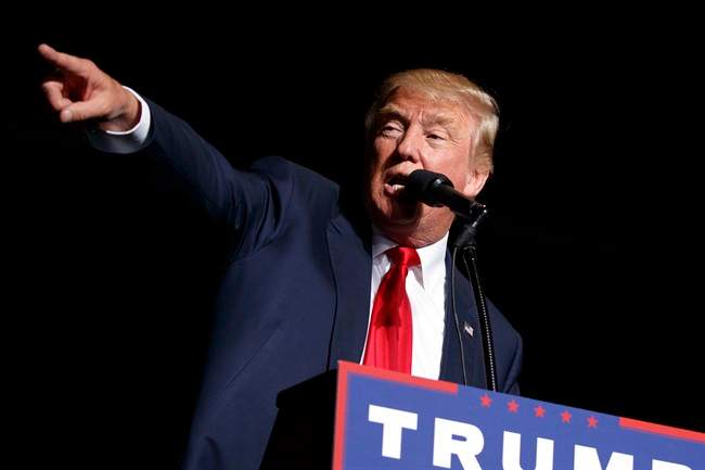 Republican presidential candidate Donald Trump speaks during a campaign rally, Thursday, Oct. 27, 2016, in Geneva, Ohio. 