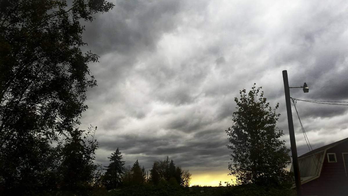 The third of a series of storms moving into Langley, B.C. on Saturday Oct. 15, 2016.