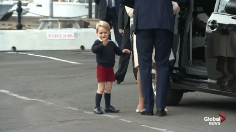 Prince George waves goodbye to Canada in Victoria, B.C. on Oct. 1, 2016.