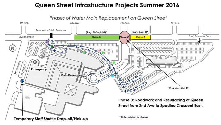 Temporary access route to Saskatoon City Hospital.