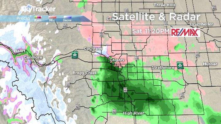 A look at the mixed precipitation as it first hits Alberta Saturday night.