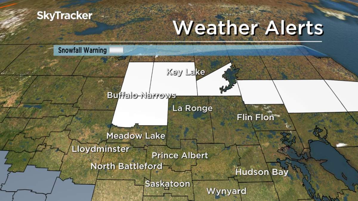 Snowfall warning for parts of northern Saskatchewan remaining in place as of Monday morning.