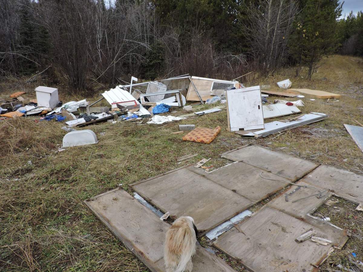 A photo posted to the Okanagan Forest Task Force's Facebook page of what the group said is left of Terrance Michael Landon's tent trailer near James Lake. 
