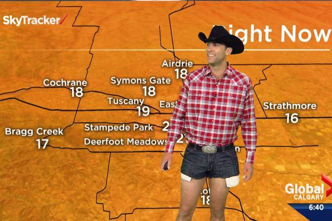 Calgary meteorologist Jordan Witzel dresses as Glamorgan cheese bun for Halloween 2020 - image