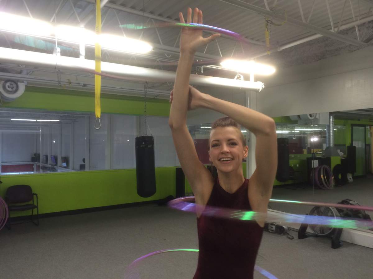 Kate Ryan practices her circus skills in Calgary on Nov. 2, 2016.