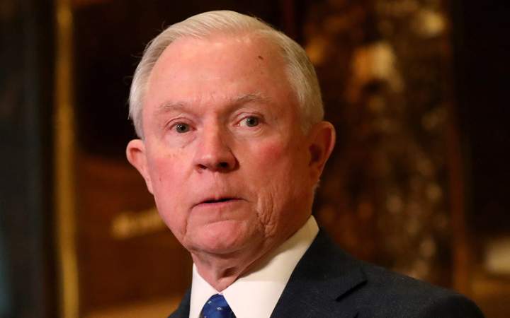 US Republican Senator from Alabama Jeff Sessions speaking with reporters at Trump Tower, where US President-elect Donald Trump lives and has an office, in New York, New York, USA, 17 November 2016. 