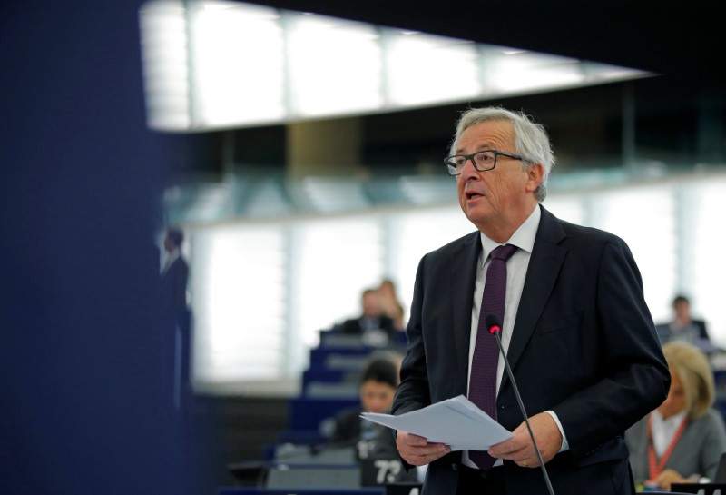 European Commission President Jean-Claude Juncker addresses the European Parliament during a debate on the last European Summit, in Strasbourg, France, October 26, 2016.