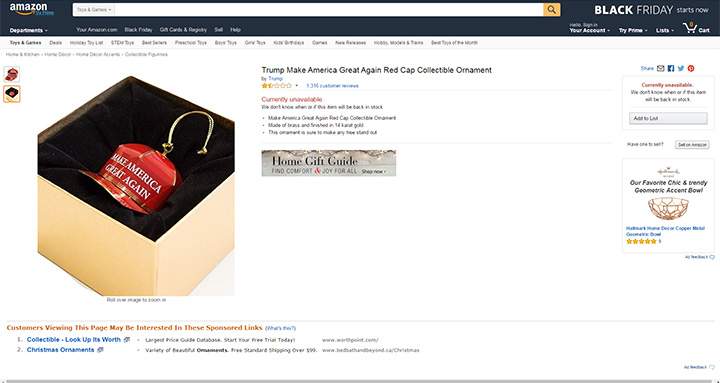 Donald Trump selling ‘Make America Great Again’ Christmas ornament and the Amazon reviews are horrible - image