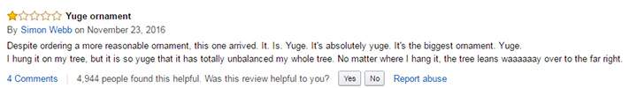 Donald Trump selling ‘Make America Great Again’ Christmas ornament and the Amazon reviews are horrible - image