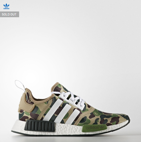 The BAPE x adidas original RMD R1 sneaker