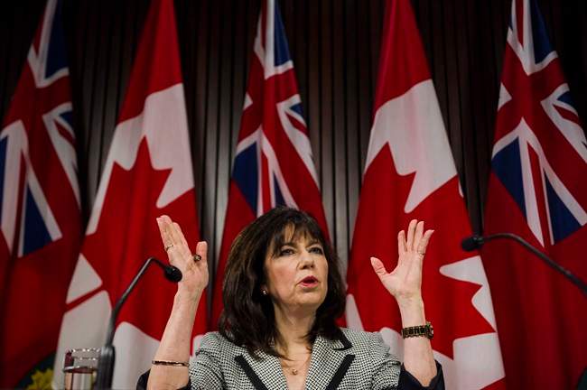Ontario Auditor general Bonnie Lysyk answers questions about her 2016 annual report at Queen's Park in Toronto on Wednesday, November 30, 2016. THE CANADIAN PRESS/Christopher Katsarov.