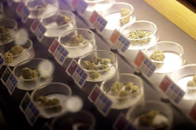 Different types of marijuana are displayed at Sparc Dispensary Tuesday, Nov. 8, 2016, in San Francisco. 