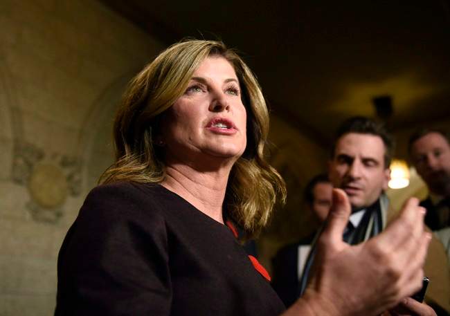 Former Interim Conservative leader Rona Ambrose Minister speaks to reporters on Parliament Hill, in Ottawa on Tuesday, November 1, 2016.