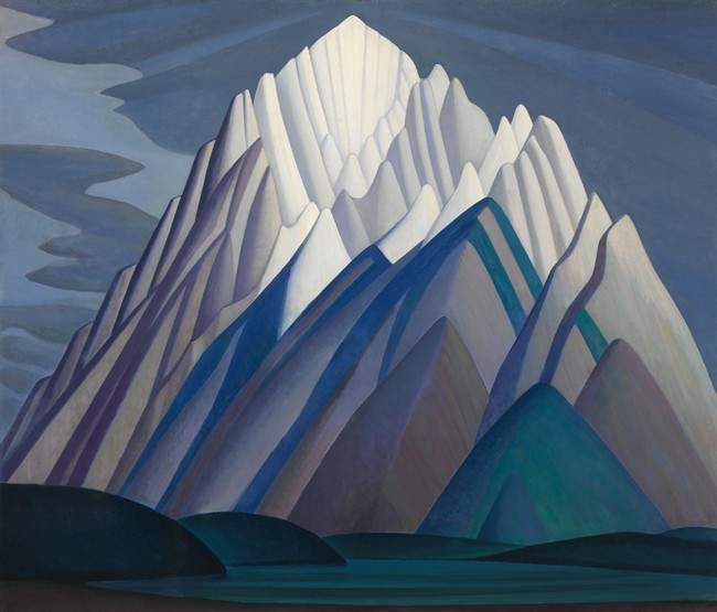 “Mountain Forms,” an iconic 1926 Rocky Mountain canvas by Group of Seven member Lawren Harris is seen in an undated handout photo. The Lawren Harris painting “Mountain Forms” set a new Canadian art record selling for $11.2 million at auction in Toronto.