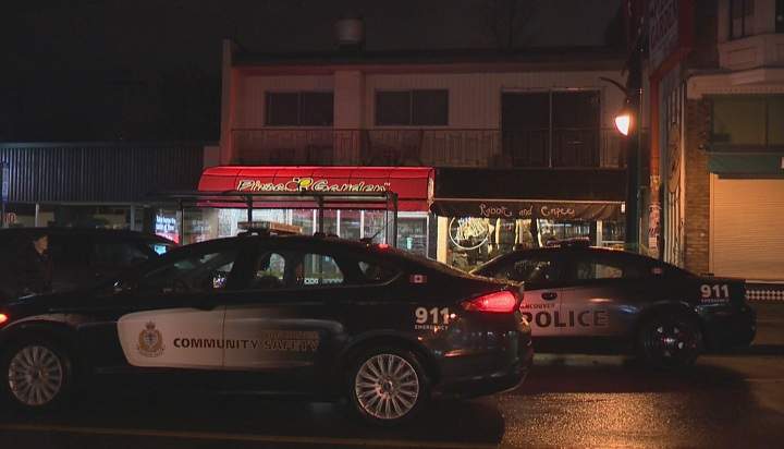 A man suffering from a stab wound stumbled into an East Vancouver pizza restaurant early Saturday.