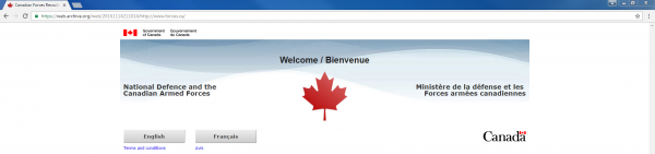An archived web capture of the forces.ca homepage.