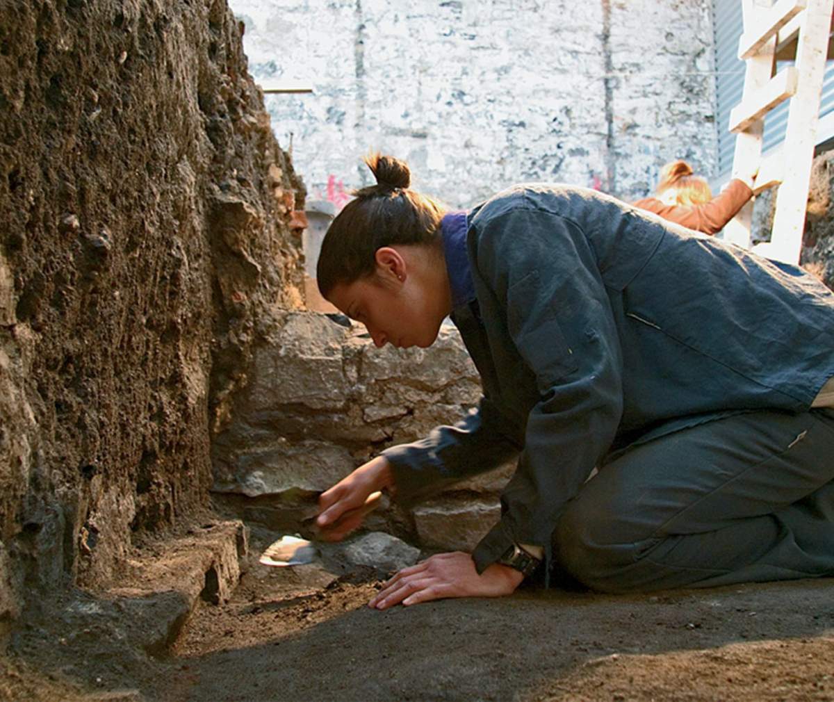 The excavation of masonry structures associated with Fort Ville-Marie is shown in a handout photo. The whereabouts of Montreal’s original French settlement has baffled historians since the 19th century. But underneath a nondescript brown warehouse in Montreal’s Old Port archaeologists believe they have finally found where the city was born.