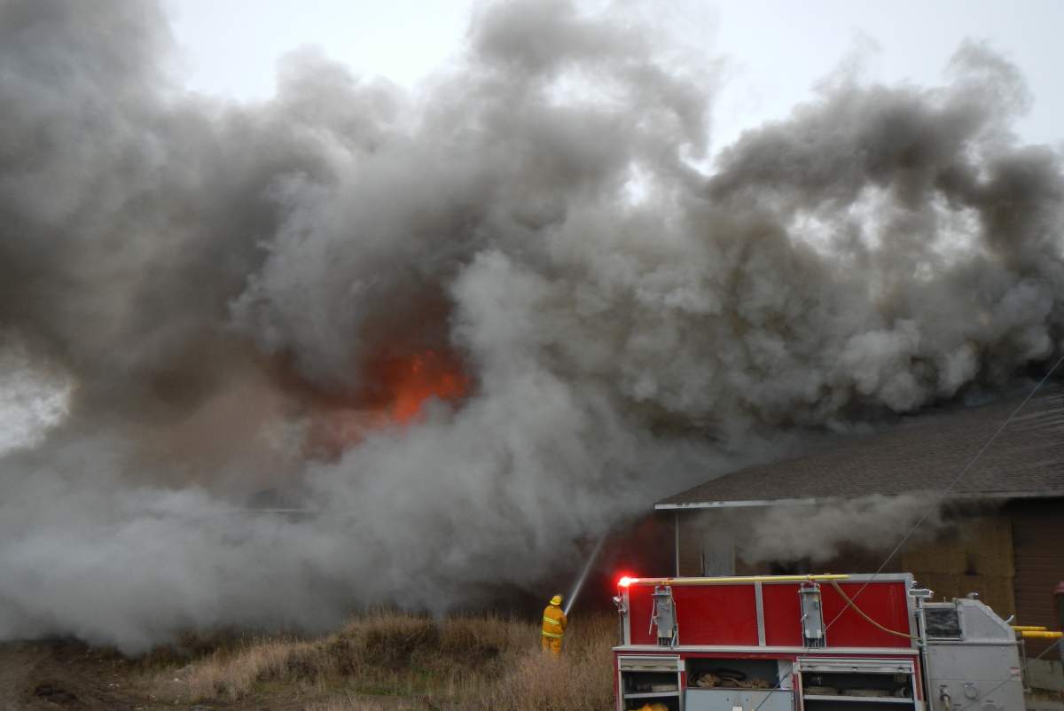 Fire crews battle blaze on Garden Hill First Nation Monday.