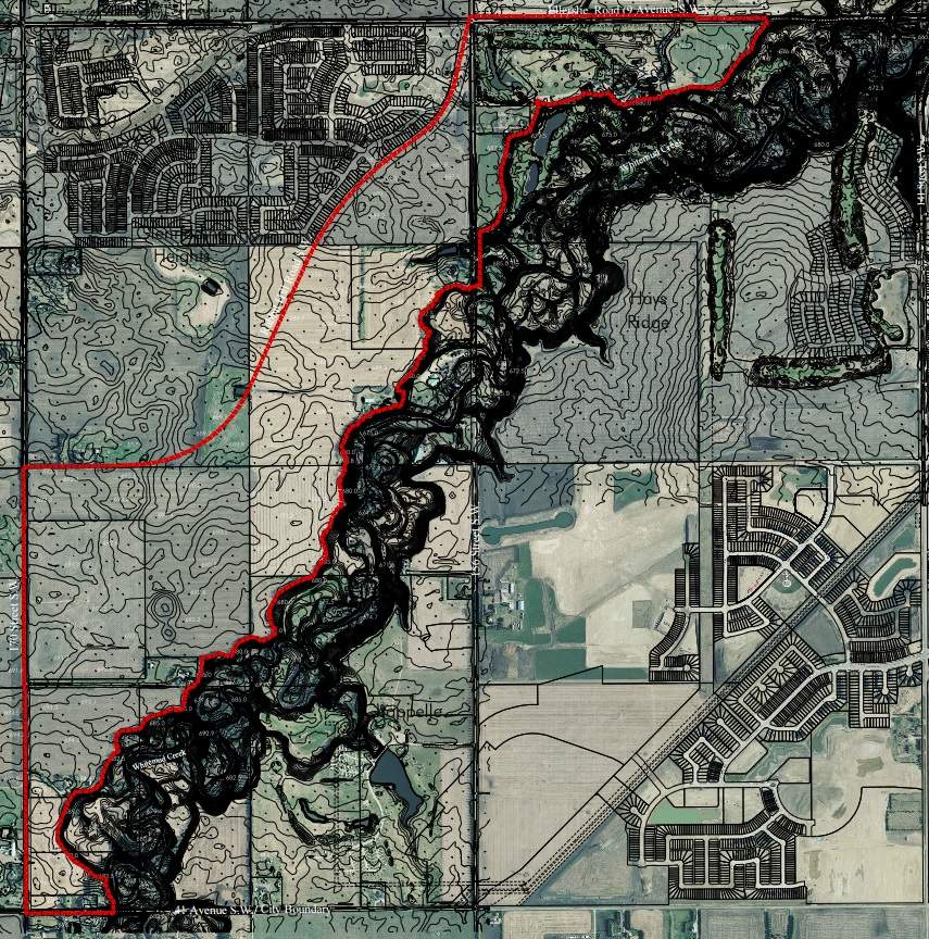 A map showing the Glenridding Ravine neighbourhood adjacent to the Whitemud Creek Ravine.