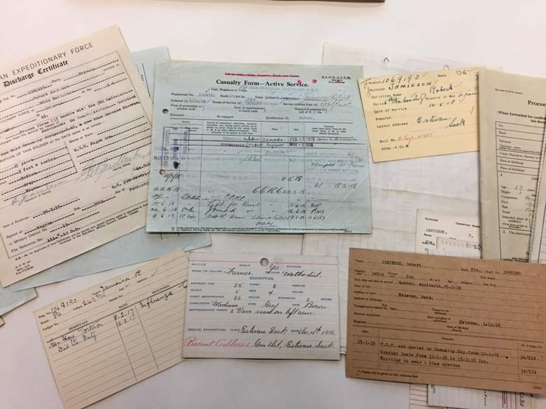 A sampling of the documents being scanned by Library and Archives Canada to mark 100 years since the Great War. These belonged to Saskatchewan farmer Robert Jamieson.