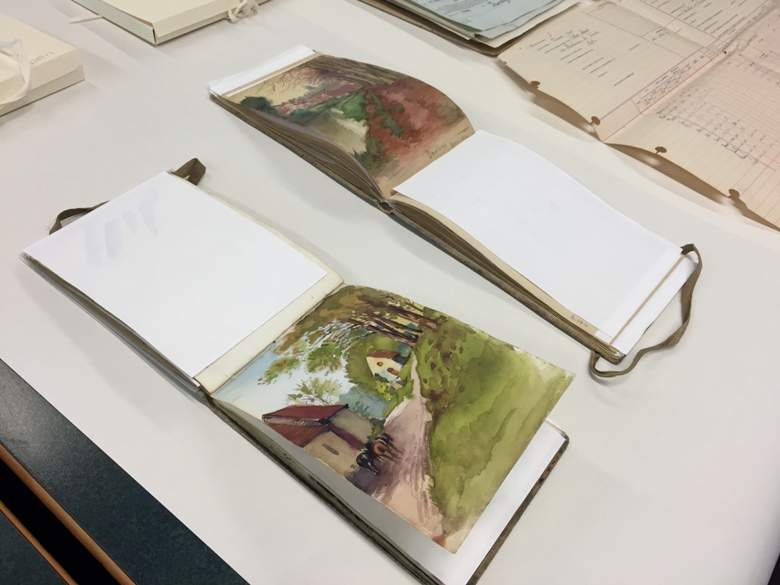 Paintings crafted by Canadian William R. Stark while he was serving in France. Stark enlisted in June, 1916 in Toronto.