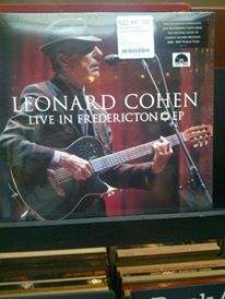 Leonard Cohen Live in Fredericton EP vinyl record is seen here in a Montreal record store.