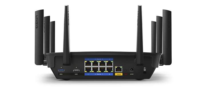 The Linksys Max-Stream AC5400 has a total of eight Gigabit Ethernet ports.