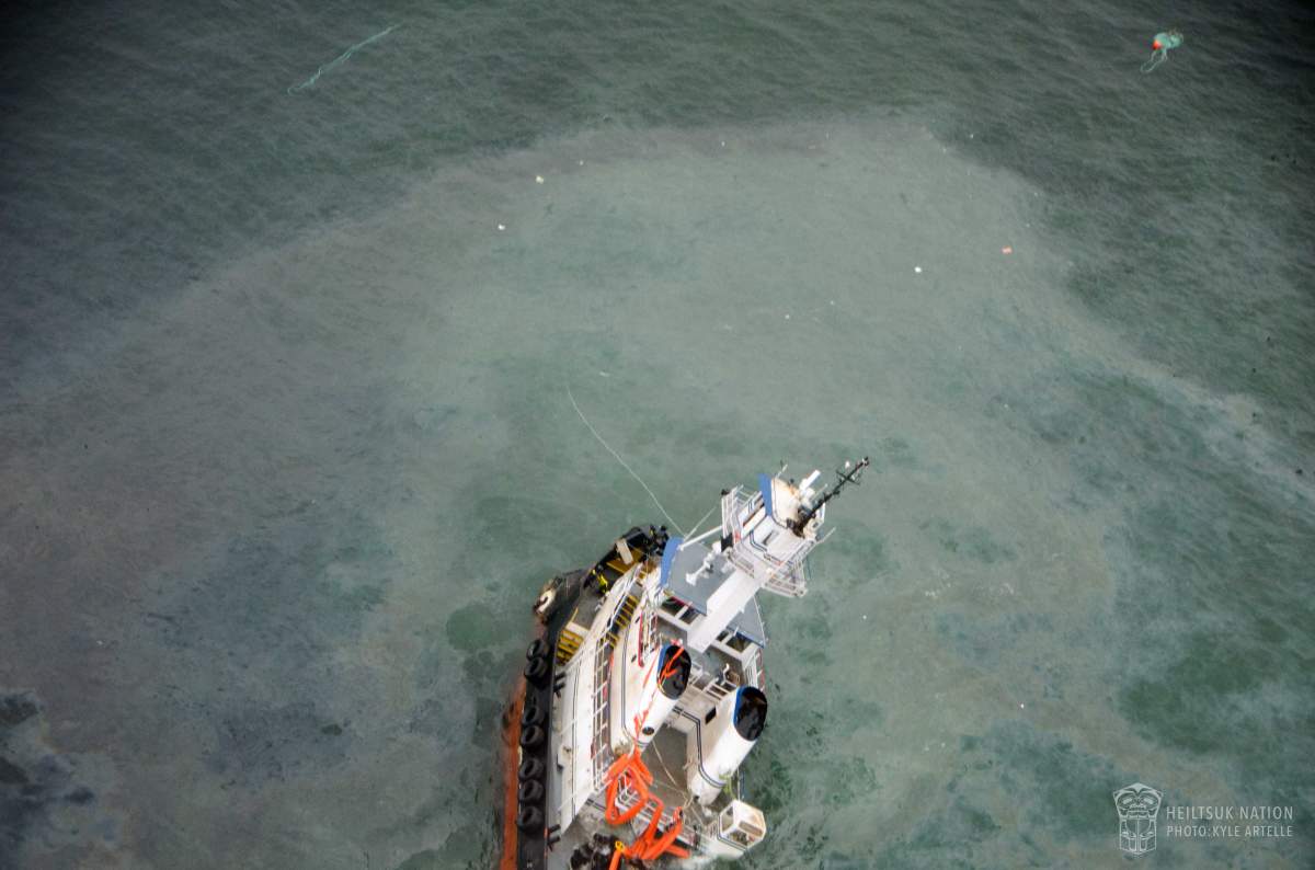 Nathan E. Stewart ran aground in the waters near Bella Bella on Oct. 13, 2016.