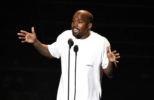 In this Aug. 28, 2016, file photo. Kanye West appears at the MTV Video Music Awards at Madison Square Garden in New York.