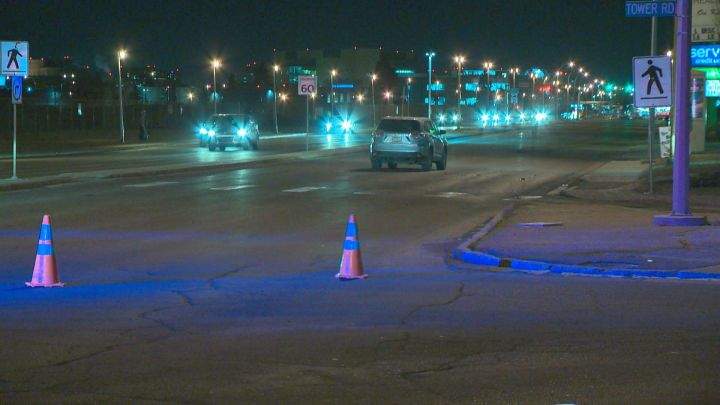 Police investigate after a 25-year-old pregnant woman was hit in a marked crosswalk in northwest Edmonton Thursday evening.