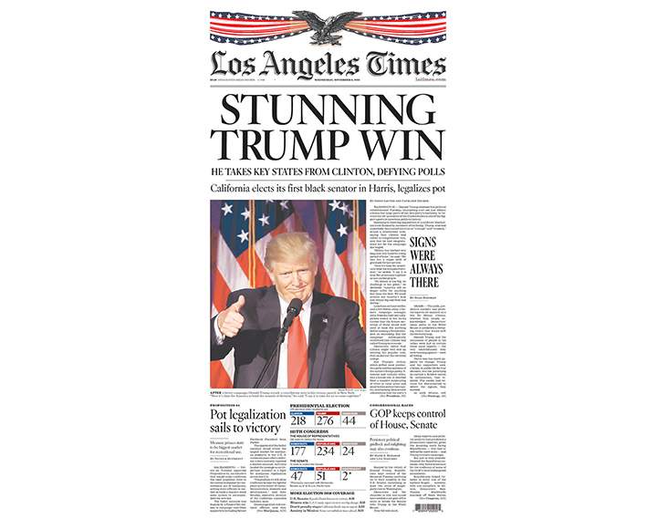 Newspaper front pages day after Donald Trump shocked America becoming country’s 45th president - image