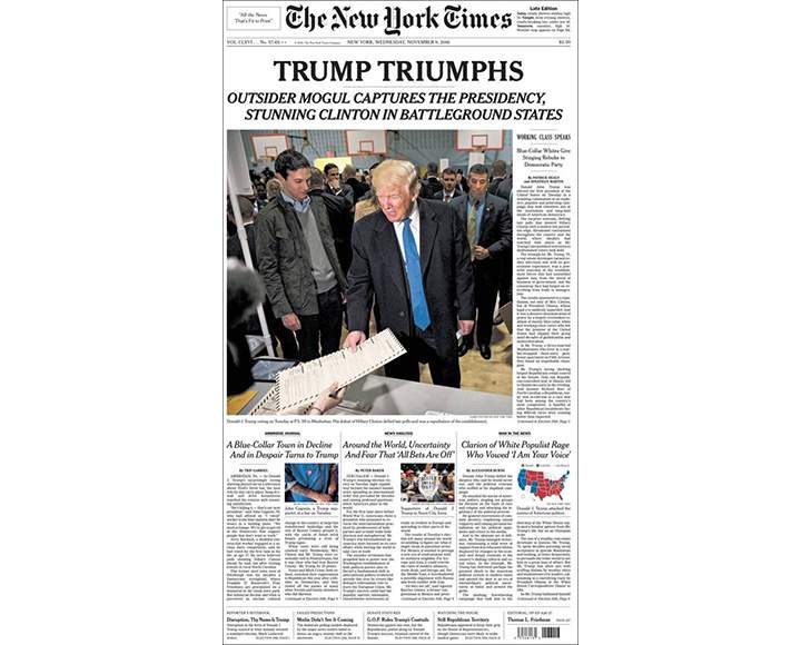 Newspaper front pages day after Donald Trump shocked America becoming country’s 45th president - image