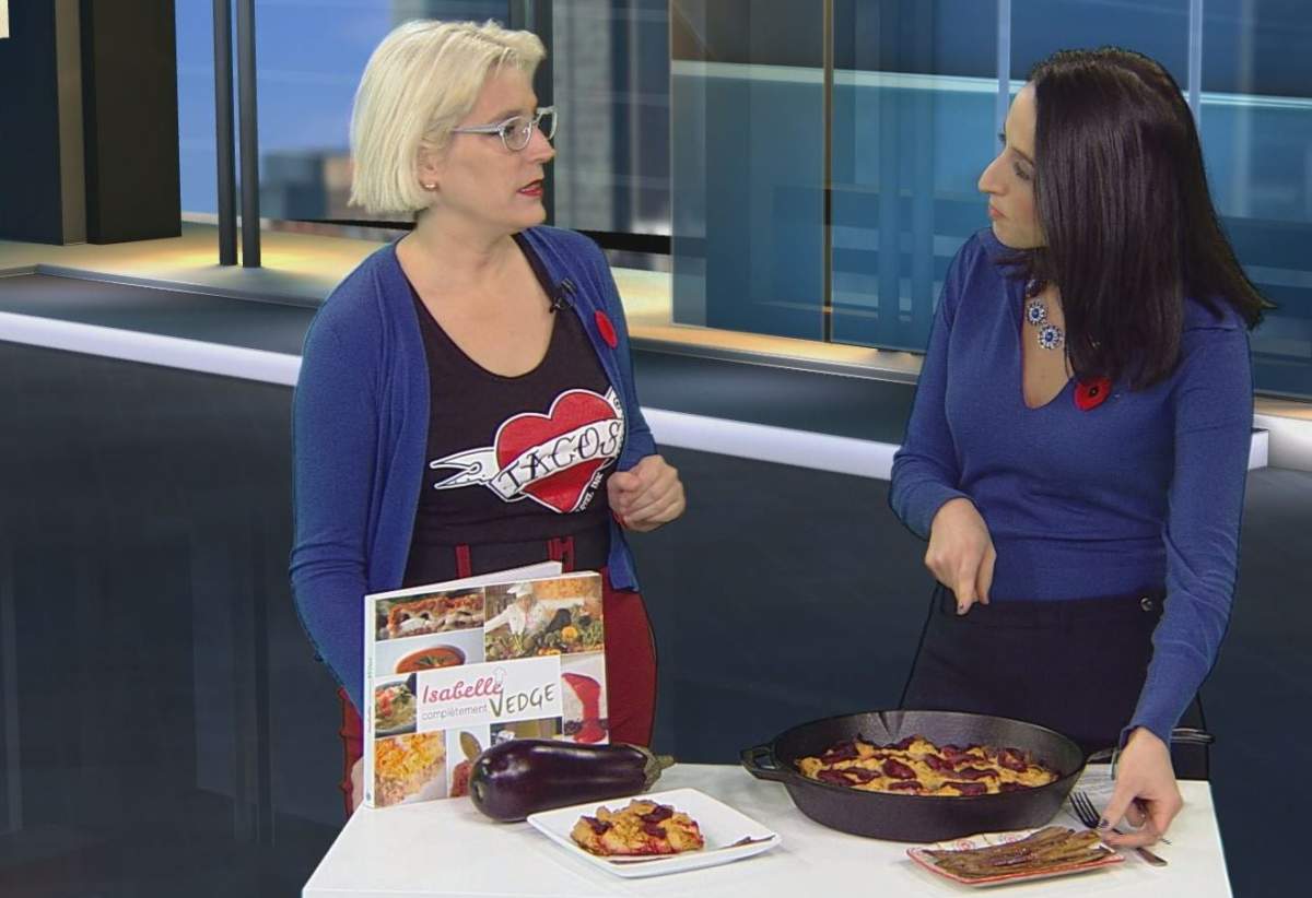 Chef Isabelle Gélinas shows us her eggplant bacon recipe, Thursday, November 3, 2016.