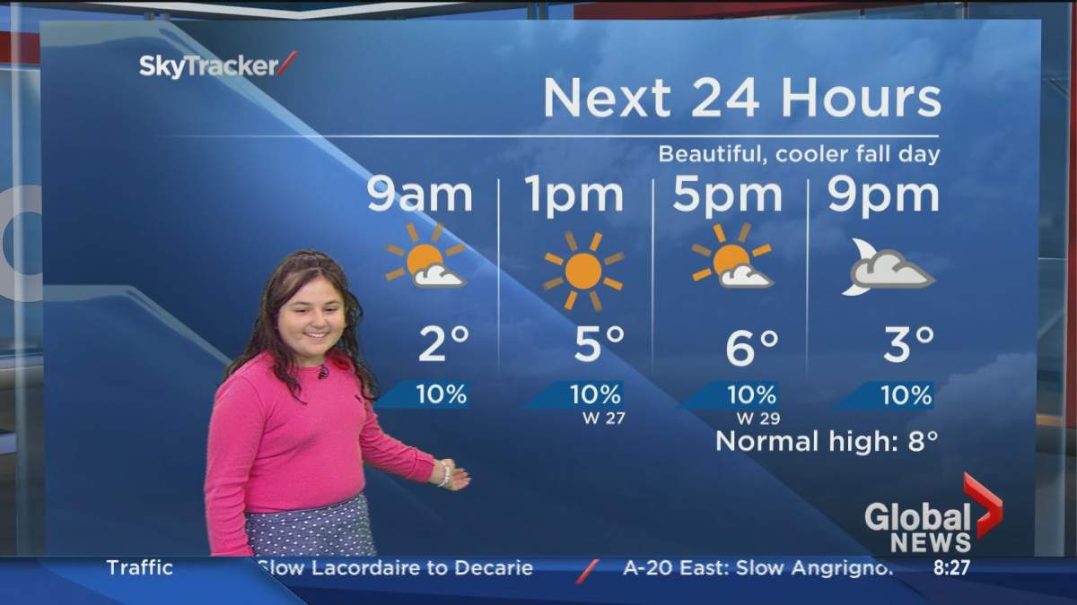 Erica Bucciacchio guest hosts a weather segment on Global News Morning in Montreal.