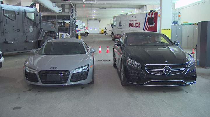 York Regional Police show vehicles recovered during Project Cyclone on Nov. 25, 2016.