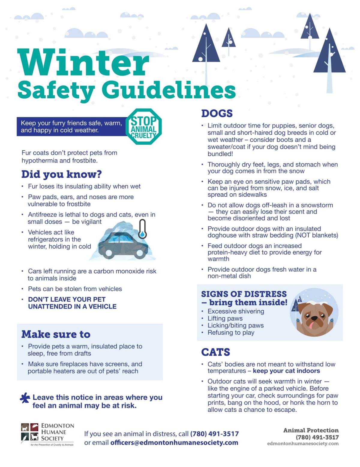 Winter safety guidelines from the Edmonton Humane Society.