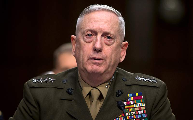 Then-Marine Gen. James Mattis, commander, U.S. Central Command, testifies on Capitol Hill in Washington.
