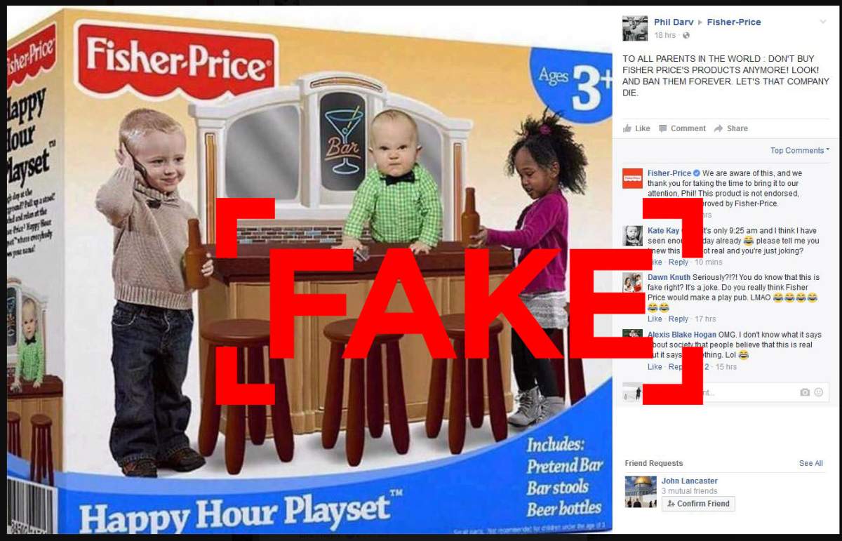 Is Fisher-Price marketing a bar game for preschoolers? As you might expect, no. 