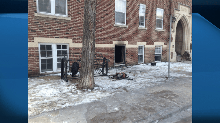 Regina Fire and Protective Services responded to the fire at 9:41 a.m. CT and evacuated the two occupants of the suite. Another resident trapped in a neighbouring suite had to be rescued by firefighters. 