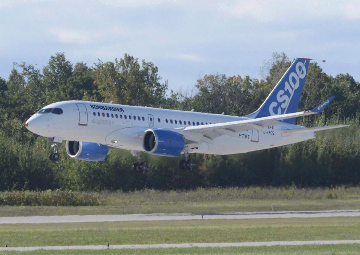 Bombardier's CSeries commercial jet takes off on its first flight in Montreal on Sept. 16, 2013. After years of delay and at least $2 billion in cost overruns, Bombardier's CSeries program is finally getting off the ground with delivery of the aircraft to Swiss International Air Lines, the first carrier to accept the plane.