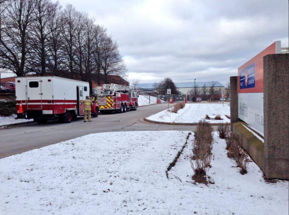 Police and fire officials were called to Canada Post on Almon Street in Halifax on Dec.10, 2016.