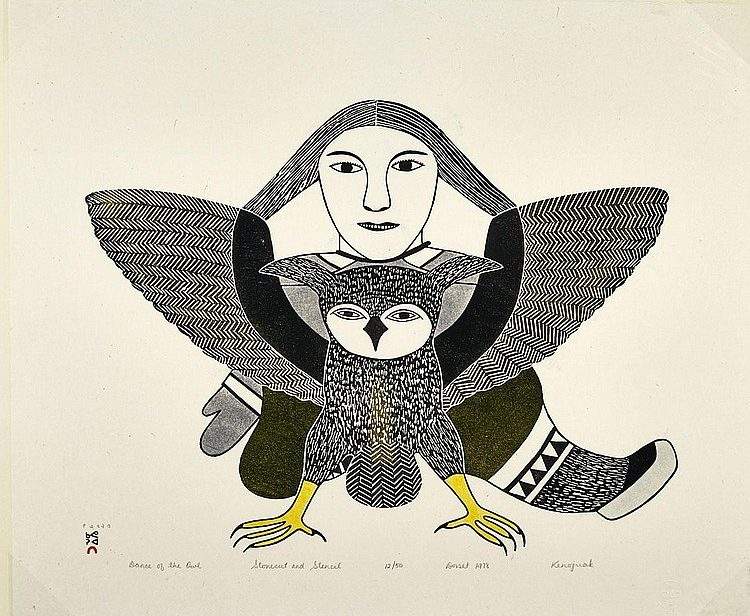 Kenojuak Ashevak’s “Dance of the Owl” piece.