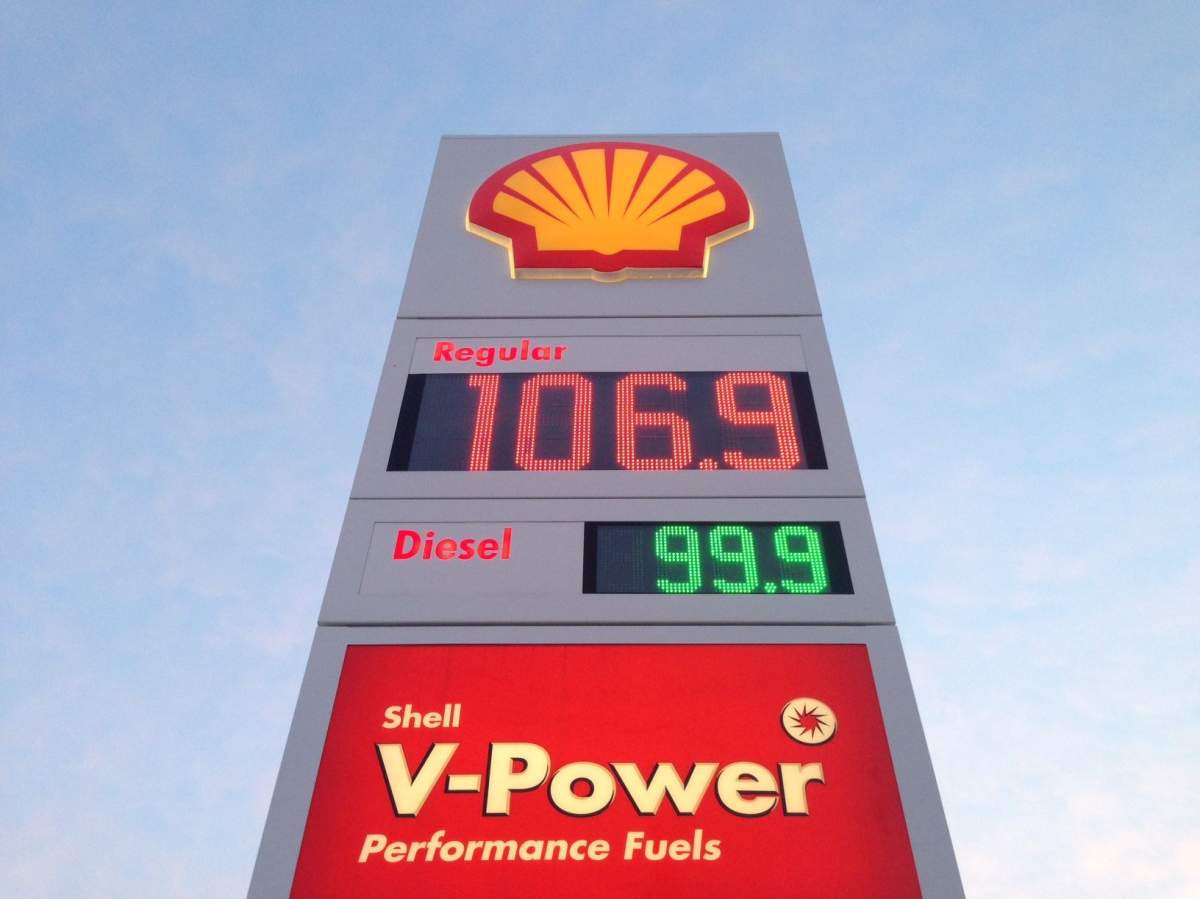 Gas prices increase in Edmonton above a dollar per litre, Thursday, Dec. 29, 2016. 